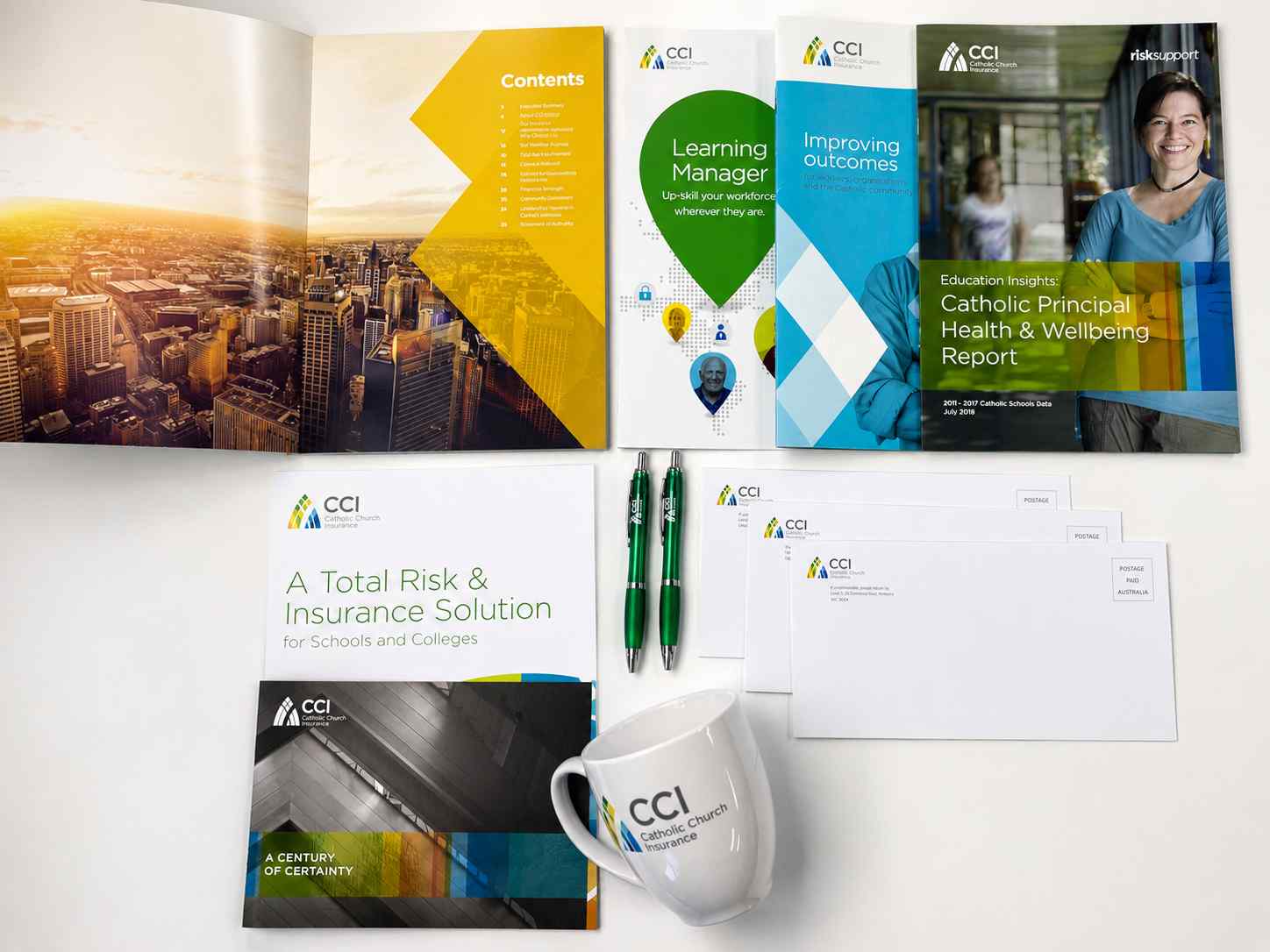 Stacks of freshly printed marketing materials