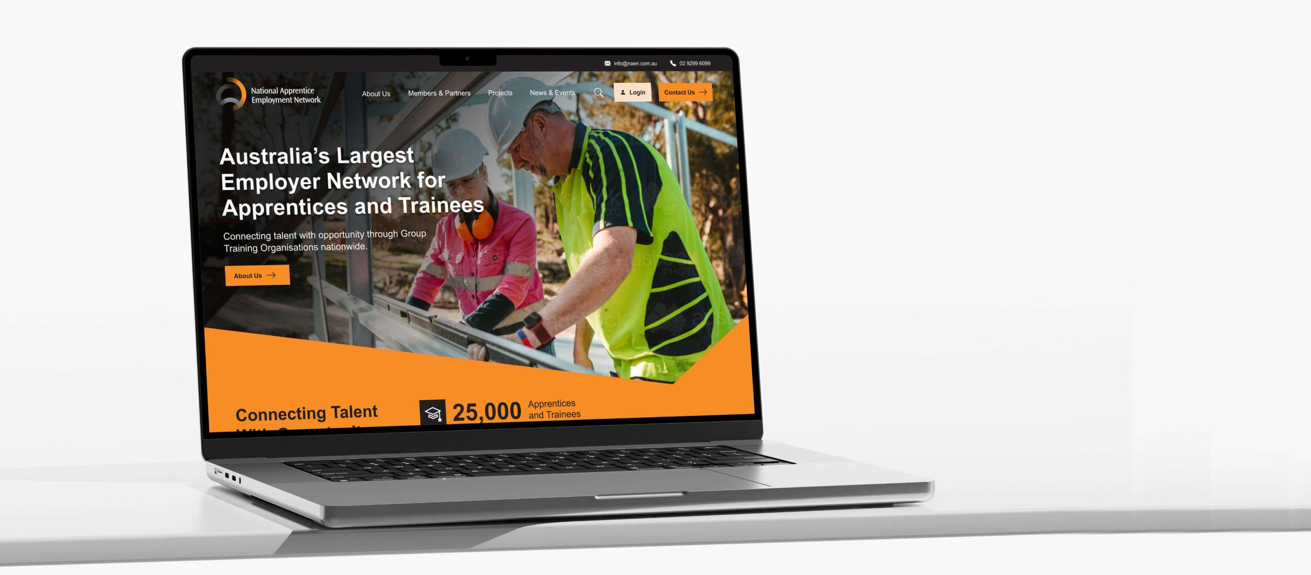 NAEN website displayed on a laptop