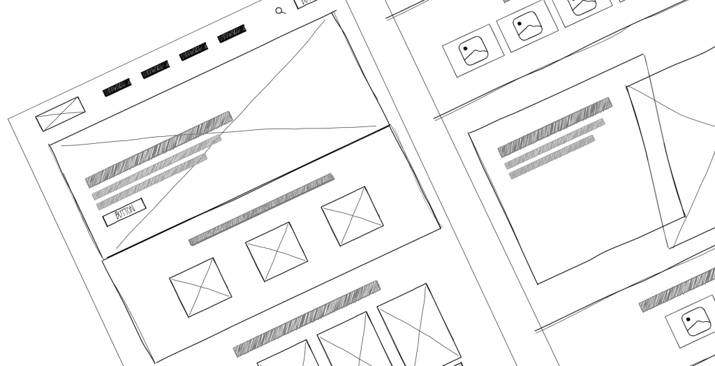 Wireframe sketches of the NAEN site layout