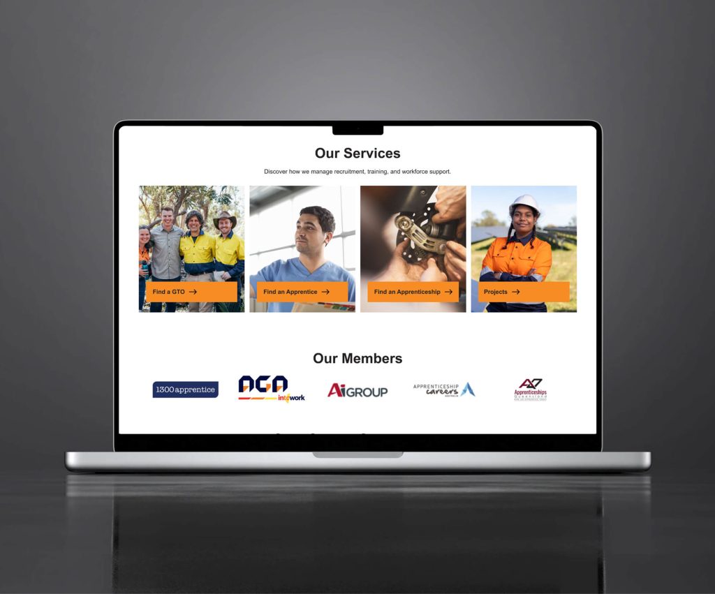 Laptop showing simplified site content