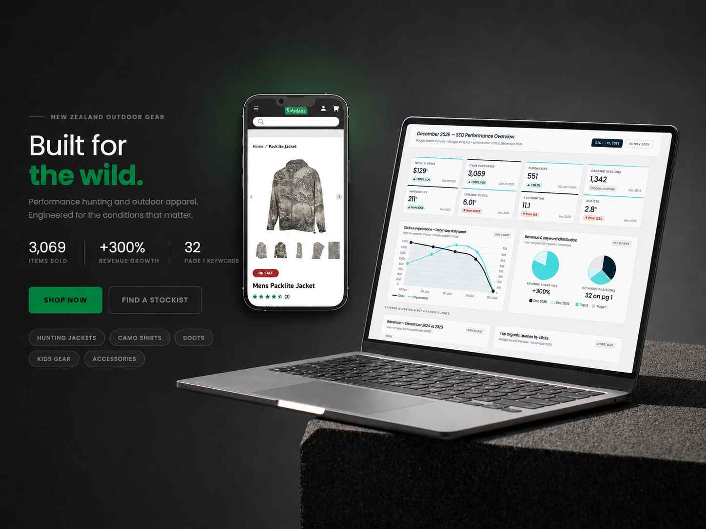 A laptop showing campaign analytics and performance data.