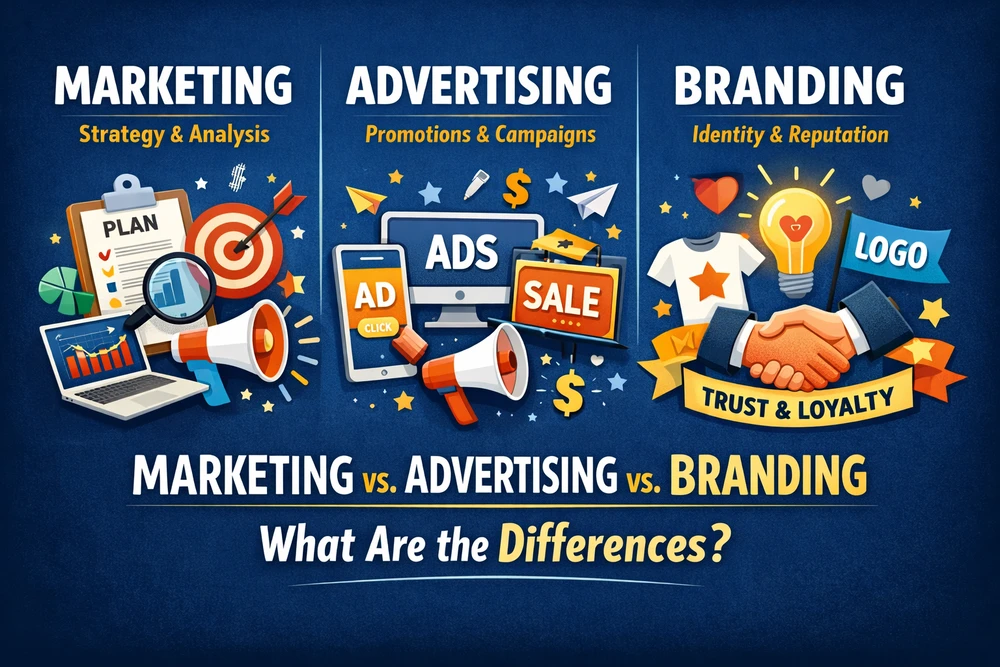 Marketing vs. Advertising vs. Branding — What Are the Differences?